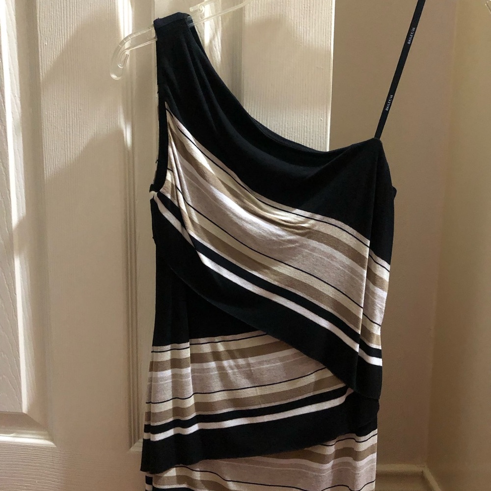 Elegant Black and Cream Striped Dress